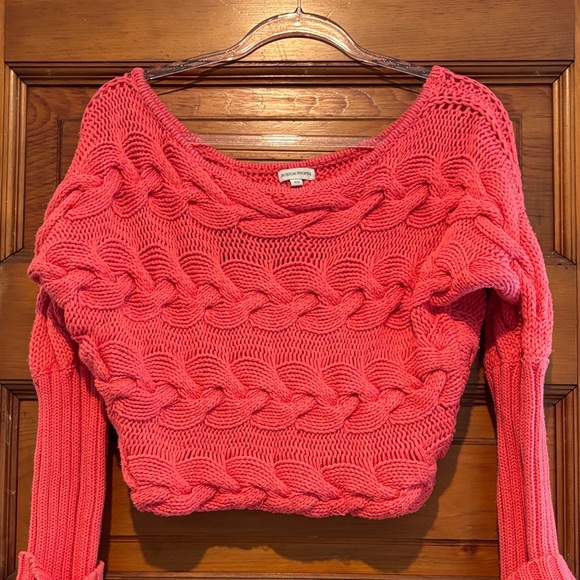 Boston Proper Coral Off-the-Shoulder Sweater - Picture 1 of 6